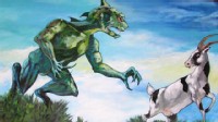 An artist's illustration of a chupacabra.