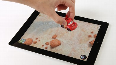 PHOTO: Let your kids drive a car on your iPad? Really? That?s the basic idea behind Disney?s new Appmates; iPad-friendly toys that basically turn your tablet into a virtual play mat.