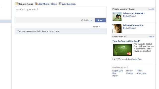 PHOTO: Targeted advertisements line the right side of Facebook.