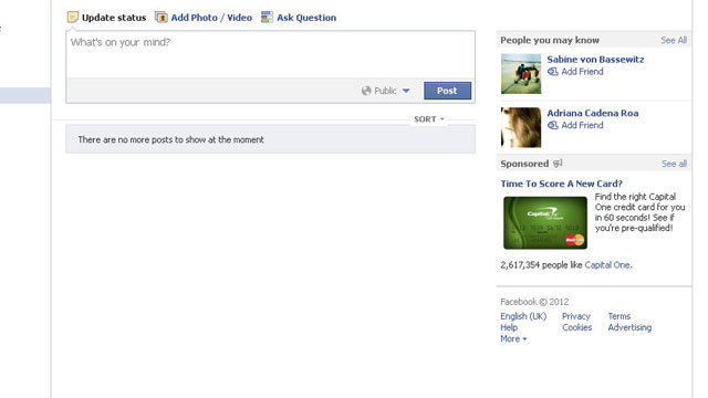 PHOTO: Targeted advertisements line the right side of Facebook.