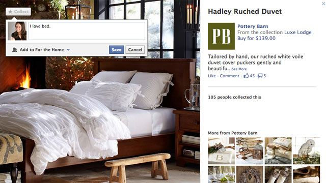 PHOTO: Facebooks "Collect" and "Want" buttons lets you add items to a Wishlist.