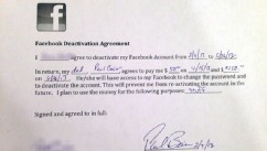 PHOTO: The agreement created by Paul Baier, which states that his daughter will will stay off Facebook for five months in exchange for $200.