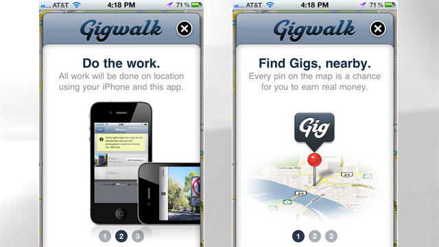 PHOTO: Screen shots from GigWalk