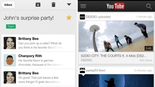 PHOTO: Google released new versions of Gmail and YouTube for the iPad and iPhone in Dec. 2012.