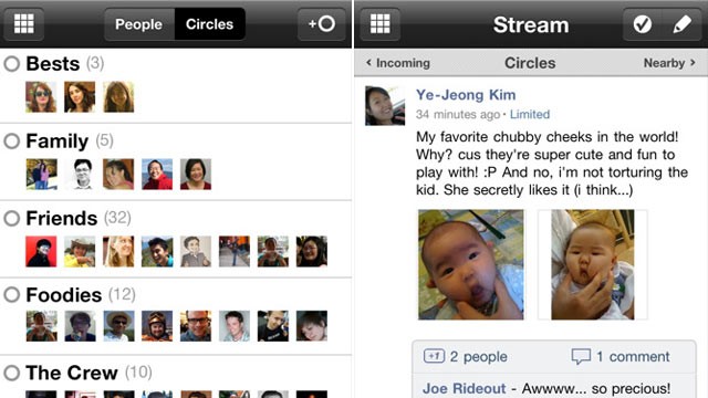 PHOTO:Â Google + has released an iphone app.