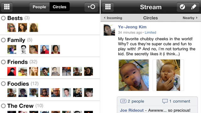 PHOTO:Â Google + has released an iphone app.