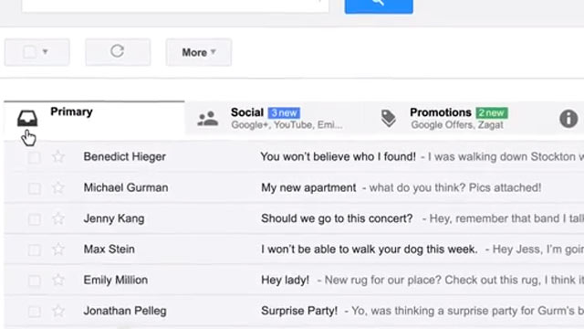 PHOTO: Googles new look for email, announced May 29, 2013.