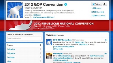 PHOTO: A screenshot of the 2012 GOP Convention Twitter account.