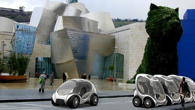 PHOTO: The Hiriko is an electric two-seater with no doors whose motor is located in the wheels and folds up like a child's collapsible stroller.