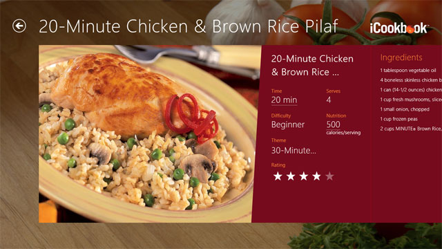 PHOTO: iCookBook's Windows 8's application.