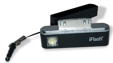 PHOTO: The iFlash, seen here, attaches to the bottom of the iPhone to provide consistent light.