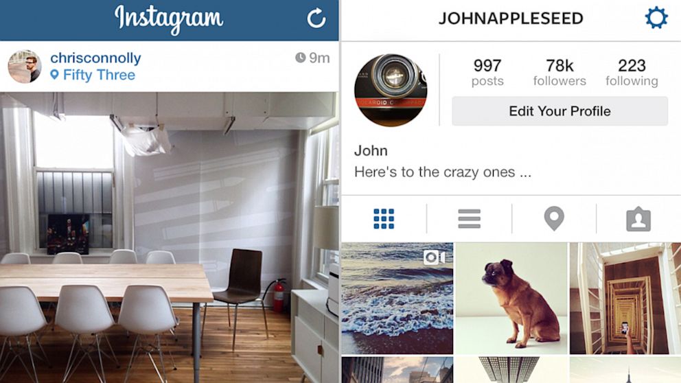 Instagrams new iOS 7 app. PHOTO: