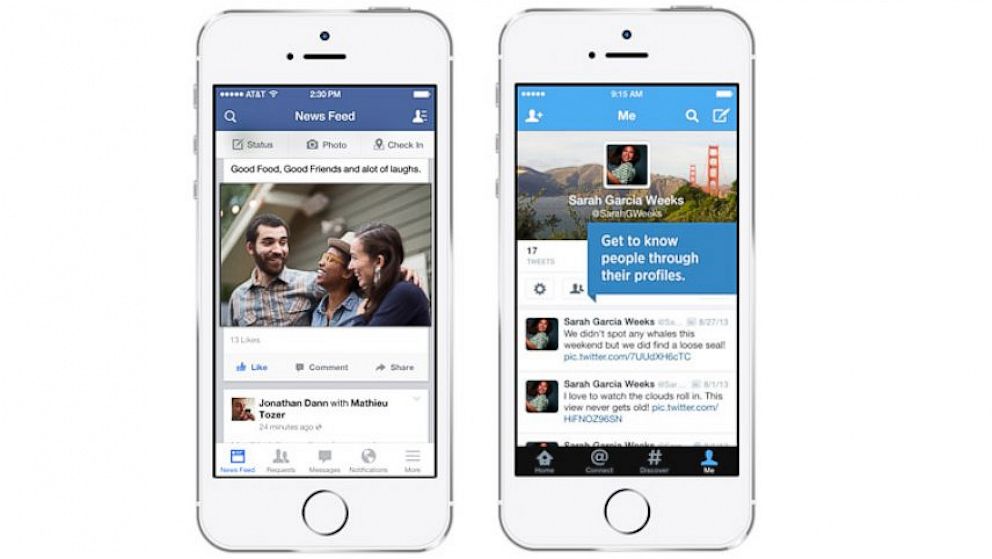 PHOTO: Facebook and Twitters new iOS 7 apps.