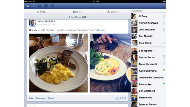 PHOTO: Facebook's iPad app was built for the bigger screen.