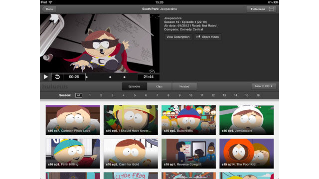PHOTO: Hulu Plus brings the best of Hulu to the iPad.