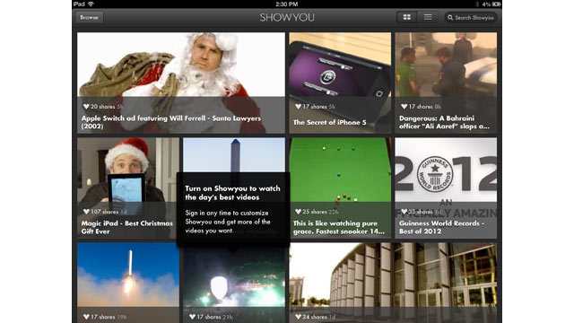 PHOTO: ShowYou collects videos being shared by your friends into one app.