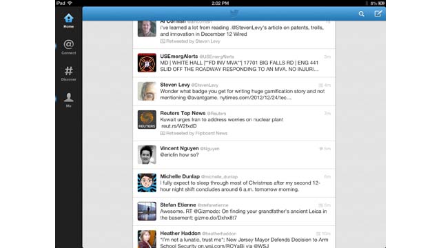 PHOTO: Twitter's official app for the iPad show links and websites right within the app.