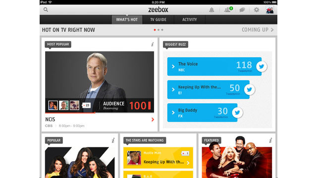 PHOTO: Zeebox's app for the iPad lets you see what others are watching on TV and watch episodes right in the app.