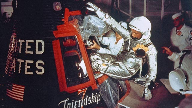 PHOTO: John Glenn climbs into Friendship 7