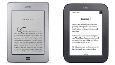 PHOTO: The Amazon Kindle Touch pictured left, Barnes & Noble Nook Simple Touch pictured right.