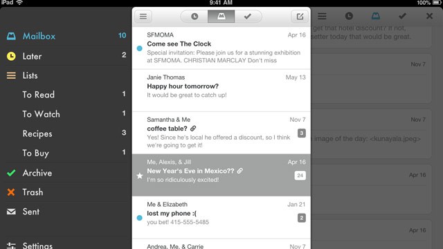 PHOTO: Mailbox released its popular e-mail app for the iPad.