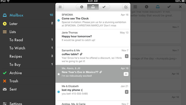 PHOTO: Mailbox released its popular e-mail app for the iPad.