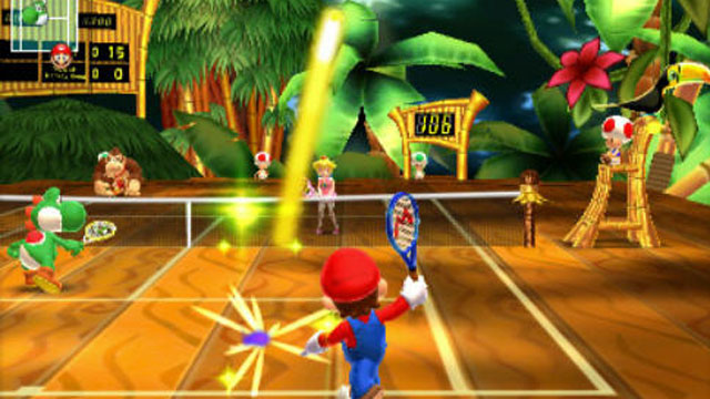 PHOTO: A scene from the new Nintendo 3DS game " Mario Tennis Open."