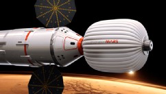 PHOTO: Artist's conception of a ship that entrepreneurs say they hope would take two astronauts -- a married couple -- on a flight past Mars in 2018.