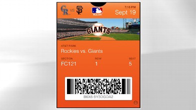 PHOTO: The MLB Passbook app pops up your ticket as you enter the stadium.