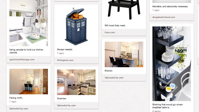 PHOTO: A photo of a new apartment and furniture on a Pinterest board.