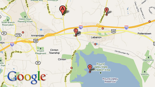 PHOTO: A Google map of Round Valley State Park in New Jersey is seen.