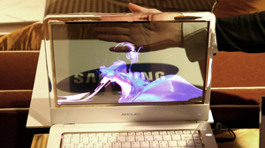 PHOTO A new laptop from Samsung is shown, which features a transparent screen.