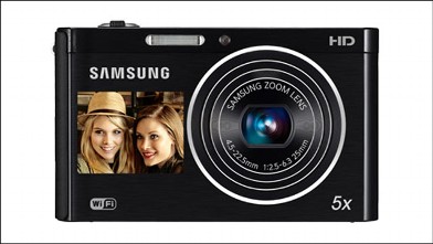 PHOTO: Samsung's DV300F wireless camera has a display on the front.