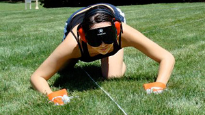 PHOTO Mari Sanchez, a graduate student at the University of California, Riverside, tracks a scented rope solely by using her nose.