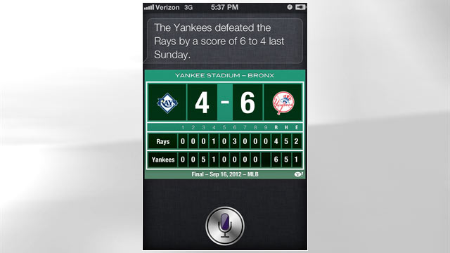 PHOTO: In iOS 6 Siri knows more about sports and movies.