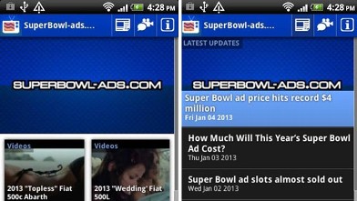 PHOTO: SuperBowl-Ads.com brings the latest Super Bowl ads and information about them right to your Android phone.