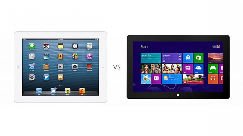 PHOTO: Microsoft lists comparisons between its Surface tablet and Apples iPad on its website.