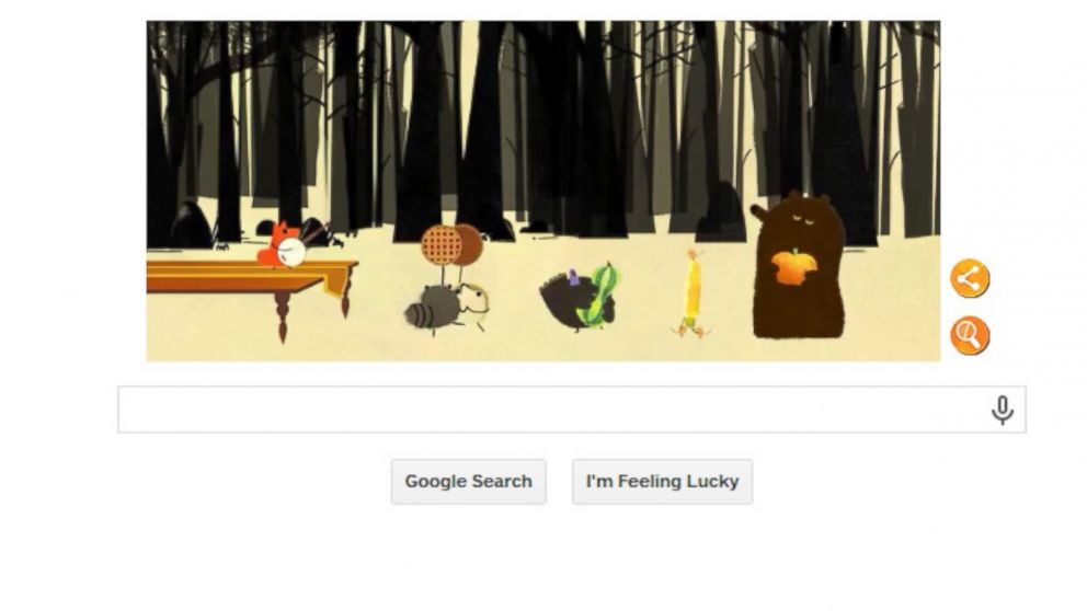 PHOTO: Google goes to the woods to celebrate Thanksgiving in todays Google Doodle.