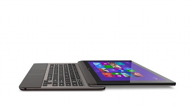PHOTO: The Toshiba Satellite U925T has a sliding screen that pushes it from laptop to tablet.