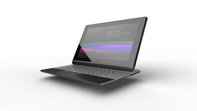 PHOTO: Toshiba showed off a tablet with a slide out keyboard at Computex 2012 in Taipei.