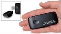 PHOTO The TrackStick Mini, which resembles a double-wide USB flash drive, is a small GPS tracker that continuously records its exact route