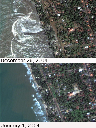 The satellite image of the Asian tsunami disaster was captured on Dec.