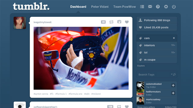 PHOTO: A screenshot of Tumblr, the popular blogging-based social network.
