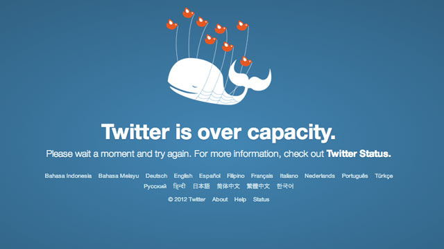 PHOTO: Twitters Fail Whale appears when the site goes down.