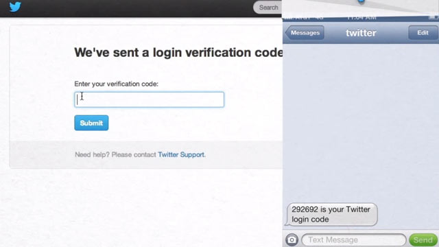 PHOTO: Twitters two-factor verification requires you to confirm your Twitter account is yours with a special code.