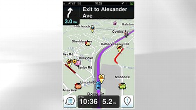 PHOTO: Waze is a social traffic app; it lets you report and see traffic jams in the area.