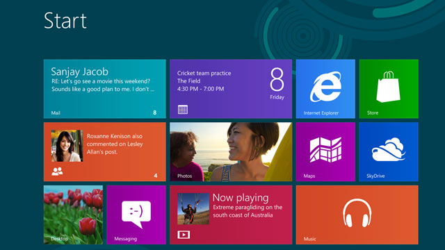 PHOTO: The Windows 8 Release Preview homescreen is pictured.