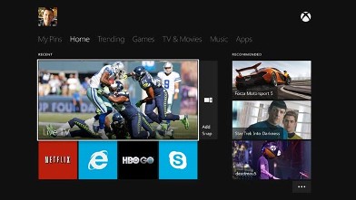 PHOTO: Microsoft's Xbox One interface.