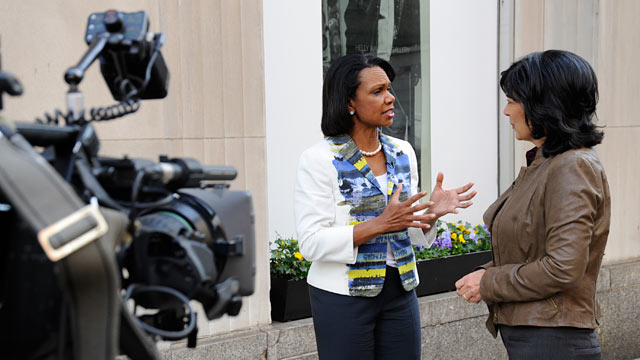 PHOTO: Shortly after the death of Osama bin Laden, Condoleezza Rice is interviewed by "This Week" anchor Christiane Amanpour.