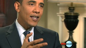 PHOTO President Obama is shown on "This Week" Host George Stephanopoulos.